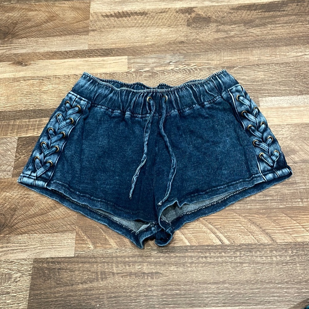 blue sweat shorts